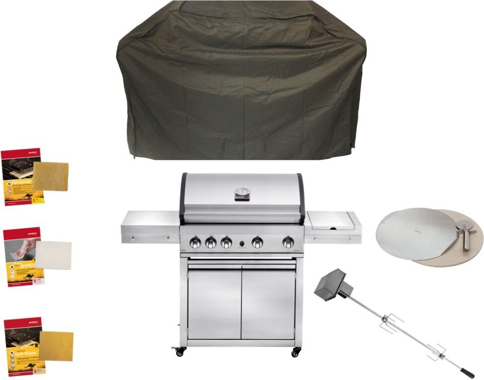 Gasgrill Grandhall ELITE G4 Trolley Grillpaket 23 kW Grill Gas Gartenkamin BBQ