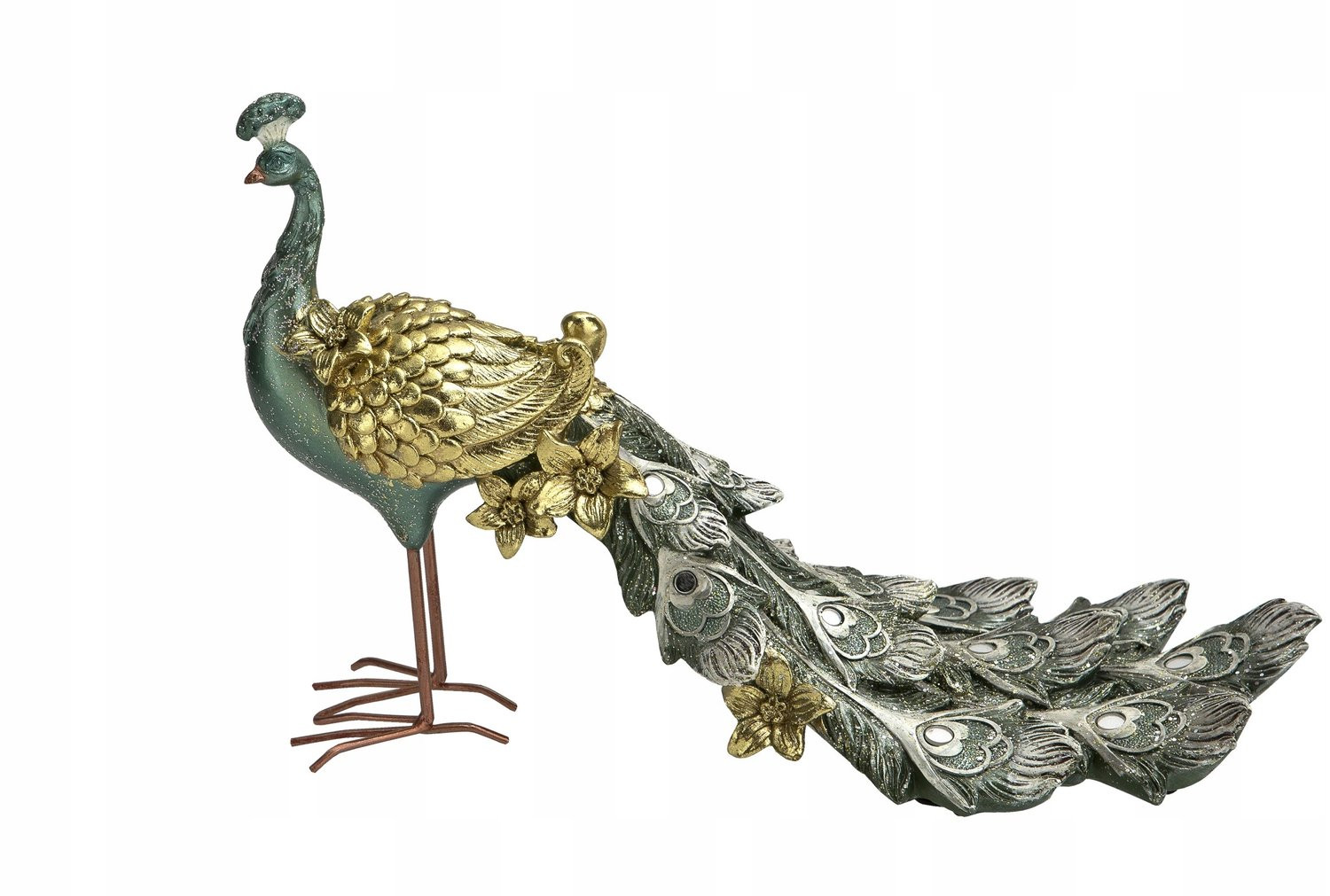 Art-Pol Decoratieve Pauw Figuur Blauw-Goud Kunststof 20 cm