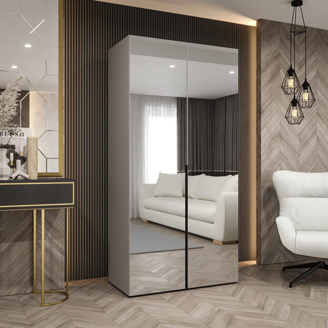 Latitude Run Blina 2 Door Wardrobe Cashmere 100cm W X 52cm D