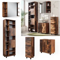 Vicco Badmöbelset Ilias Old Style modern Badezimmerschrank Badschrank Badezimmermöbel Waschtischunterschrank Waschbeckenunterschrank Spiegelschrank Midischrank Hochschrank Schranktür Schrankschublade