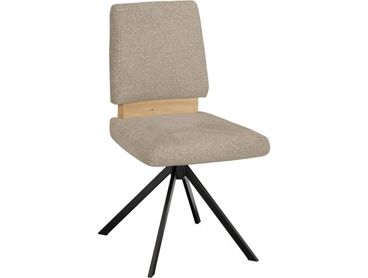Drehstuhl MASSIVLINE & MORE Brügge 301 , beige, schwarz, beige, B:48cm H:92cm T:59,5cm, Holzwerkstoff, Metall, Stoff, Stühle, Drehstuhl