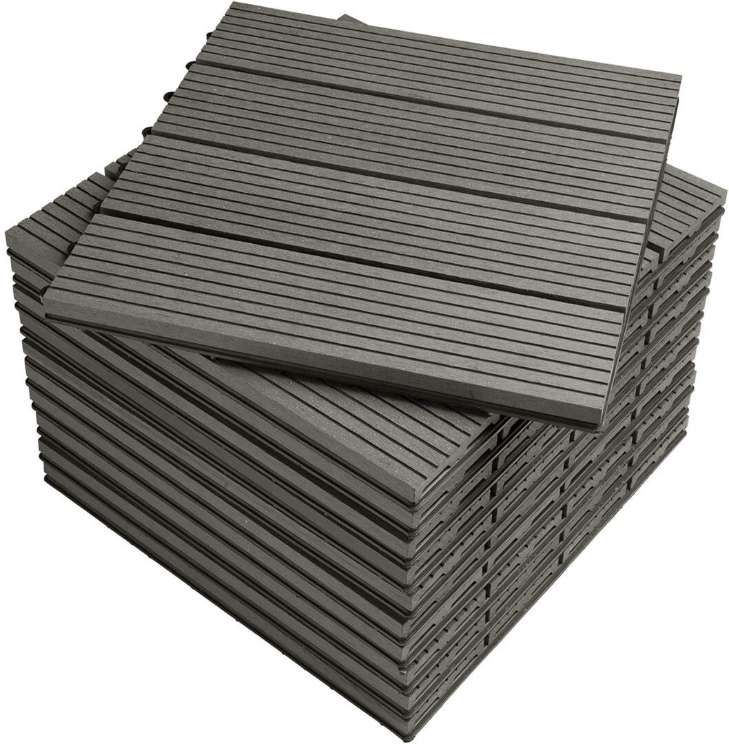17 Stories 30cm x 30cm wood-effect Gurleen made of plastic/wood Light Grey 30cm W X 30cm L
