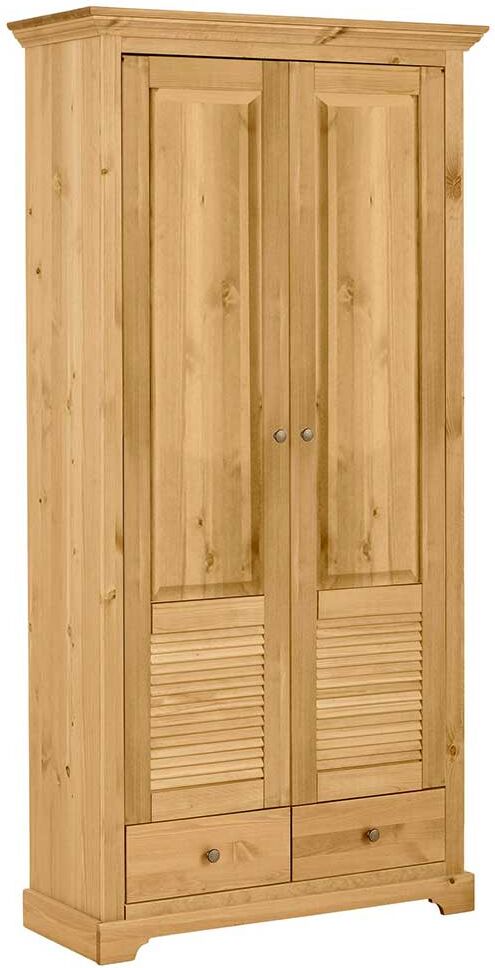 Pharao24.de Dielenkleiderschrank mit zwei Schubladen Kiefer Massivholz
