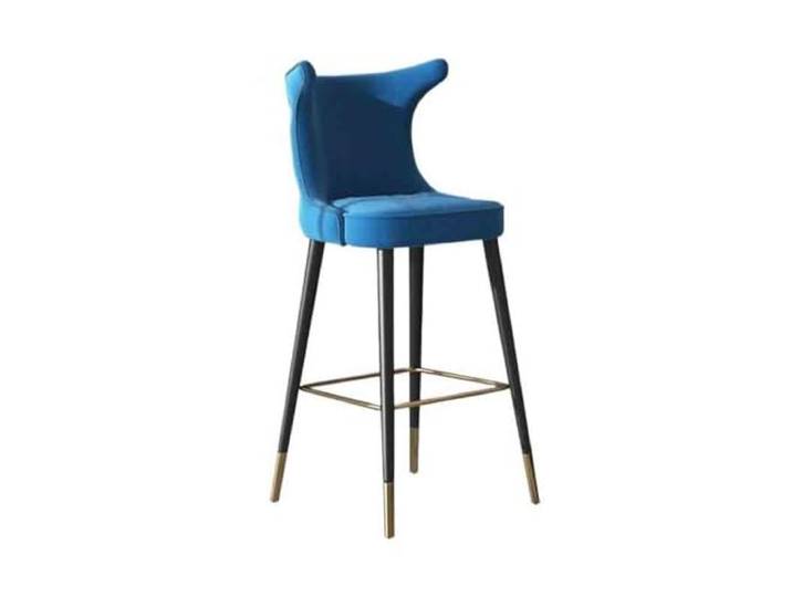 Barstühle 75 cm hoher Barhocker aus Karbonstahl, Empfangsstuhl(Blue)