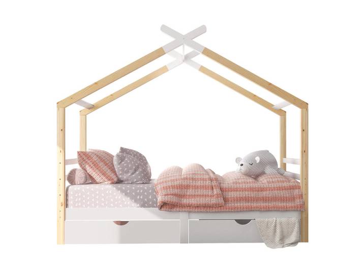 Redom Kinderbett Hausbett 90/200 cm mit Schubladen, Lattenrost, Weiß, 90x200 cm, Babymöbel & Kindermöbel, Kinderzimmer & Jugendzimmer, Kinderbetten