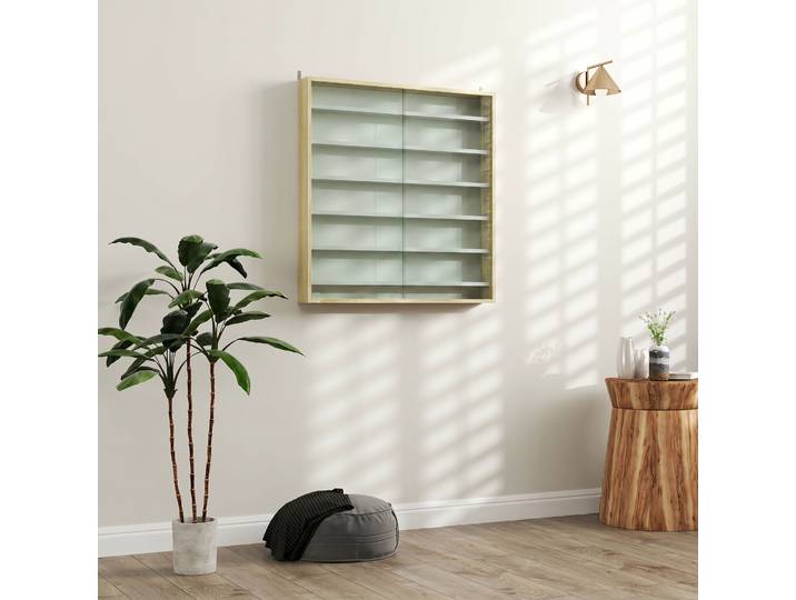HOMCOM Vitrine Murale 6 Étagères Réglables Verre 80x9,5x83 cm
