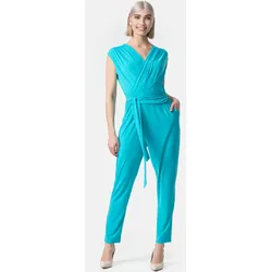 PM SELECTED Damen Overall Business Jumpsuit Wickeloptik mit Bindegürtel ohne Ärmel in Einheitsgröße PM36