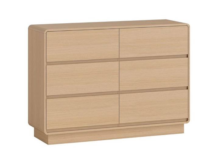 YWJ Commode à 6 tiroirs avec bords arrondis pour salon cuisine entrée bureau 120x38x86 cm naturel