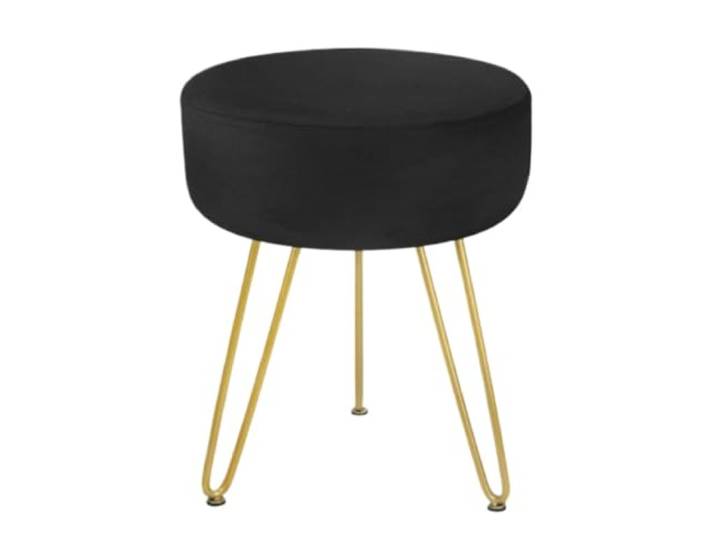 DANNMPX Sitzhocker Wohnzimmer 1Pcs Moderne Hause Fußstütze Runde Fußhocker Samt Zusätzliche Sitzplätze(Black)