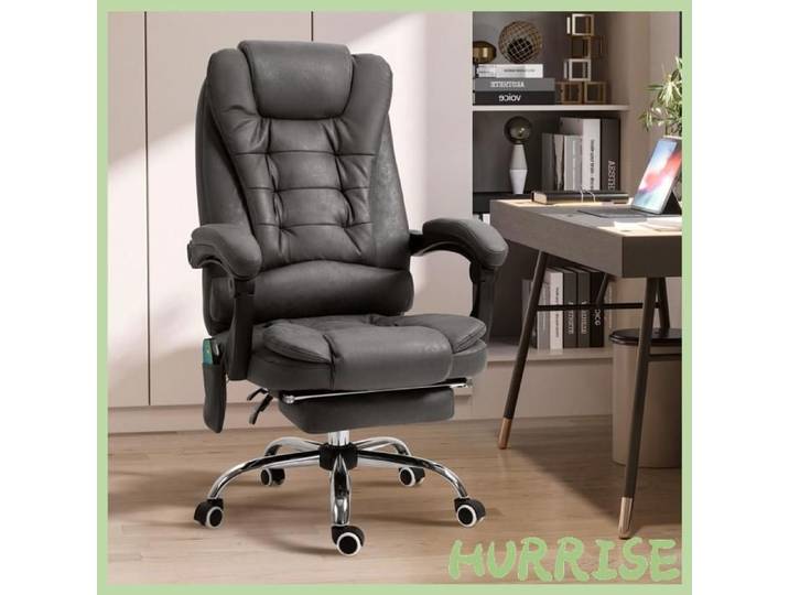 Cocosity Fauteuil De Bureau Massant Chauffant Hauteur Réglable Dossier Inclinable Repose-Pied + Coussin Lombaires Intégrés