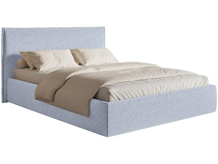 Selsey Softie Slim - Lit Tapissé 180×200 avec Tiroir de Lit et Sommier\, Chenille\, bleu clair