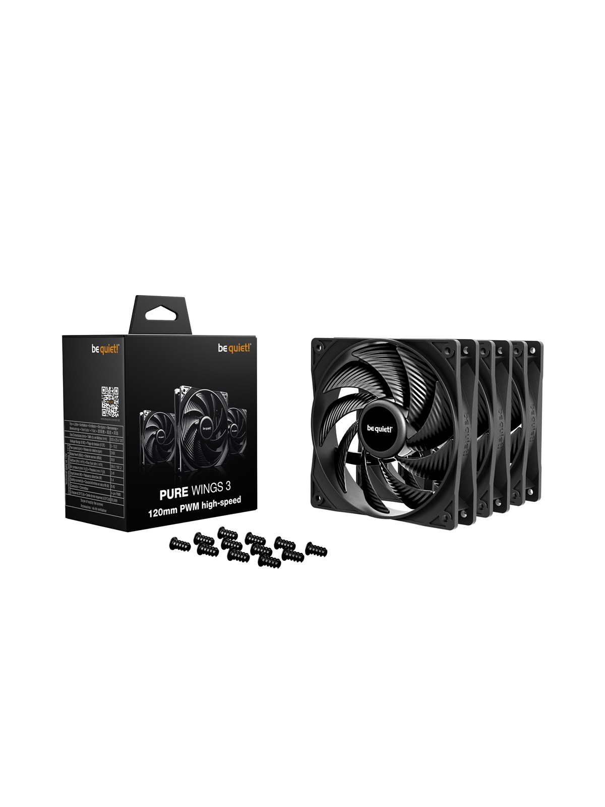 be quiet! Pure Wings 3 120 HS (3-pack) - Gehäuselüfter - 120mm - Schwarz - 30 dBA