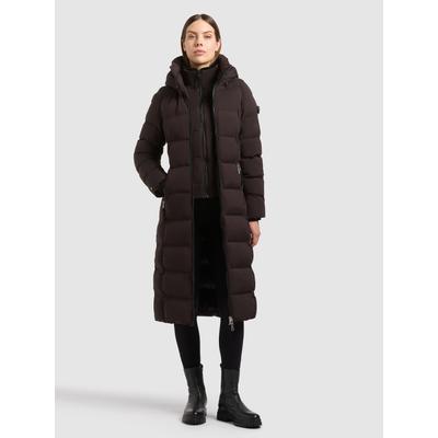 Steppmantel KHUJO "ZURI - 2IN1 (EINSATZ HERAUSNEHMBAR)", Damen, Gr. S, braun (chocolate chip), Web, 100% Polyester, unifarben, regular fit wadenlang, eingesetzt elastischer Bund, Mäntel Steppmantel