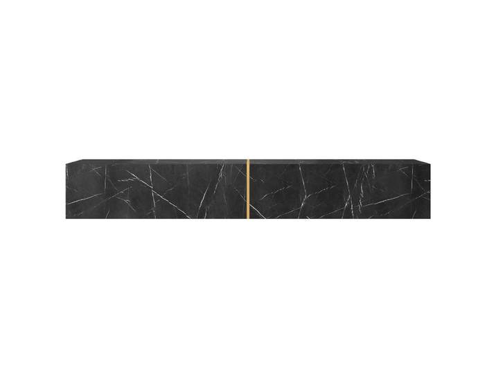Selsey Tv-Lowboard Bisira Schwarze Marmoroptik / Gold 200/30/32 cm, Holzwerkstoff, Rechteckig, 200x30x31.6 cm, Wohnzimmer, TV Möbel, Lowboards, Lowboards stehend