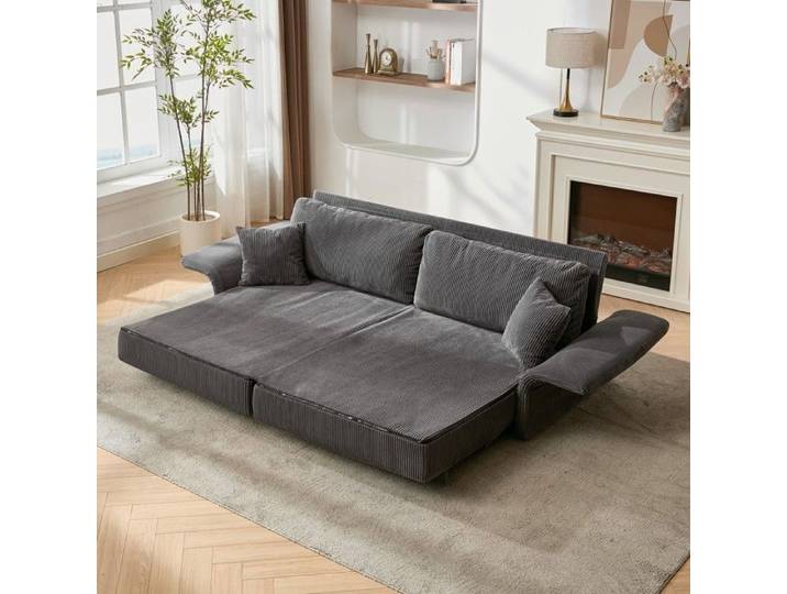 Canapé‑lit Convertible Gris 182x88x84cm Moderne Pliant Double Adapté au Salon Studio et Appartement