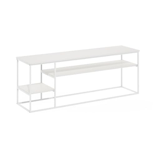 Furinno Moretti Moderne TV-standaard voor televisies tot 65 inch, Wit, Breedte: 152,4 cm