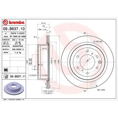 Brembo 1x Bremsscheibe [Hersteller-Nr. 09.B637.11] für Mitsubishi