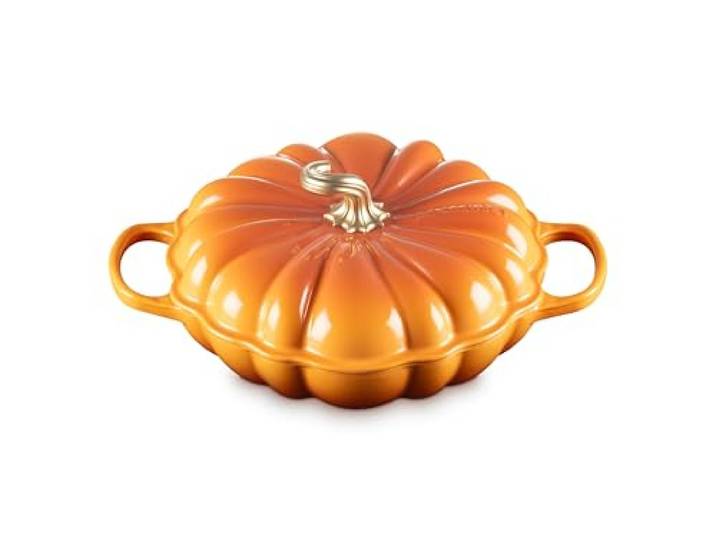 Le Creuset Signature Gusseisen-Kürbis-Kasserolle, flach, 28 cm, Marronier/Persimmon