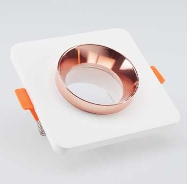 V-Tac Vt-862-Mrw Portafaretto Incasso Scomparsa Quadrato Gesso Con Bordo Metallo Oro Rosa Gu10 - Sku 3117