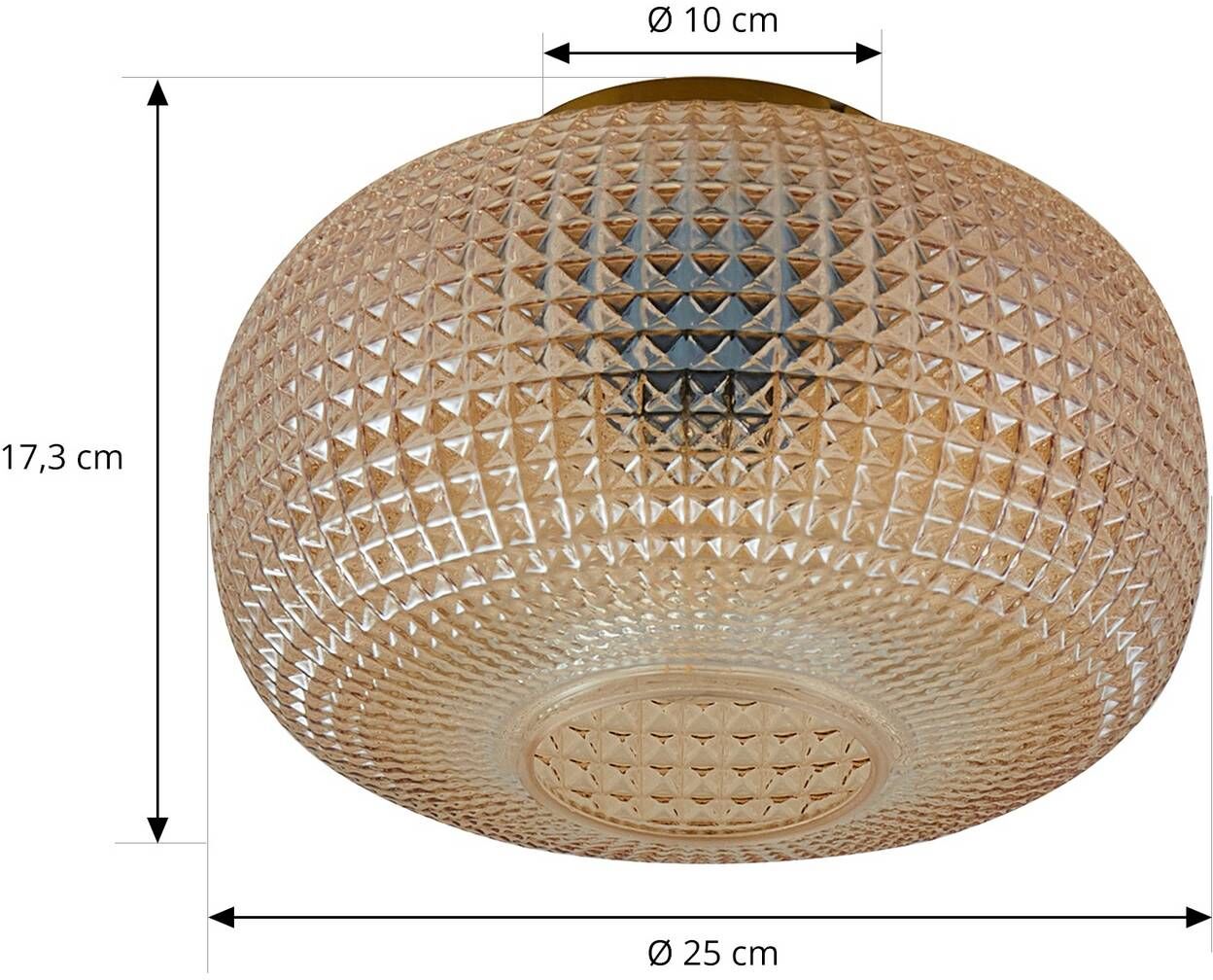 Deckenlampe Hildur Lindby, dimmbar, creme / amber, für Wohn- / Esszimmer, Glas, Deckenlampe