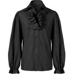 Thetru Herren Rüschenhemd mit Jabot Deluxe (XL)