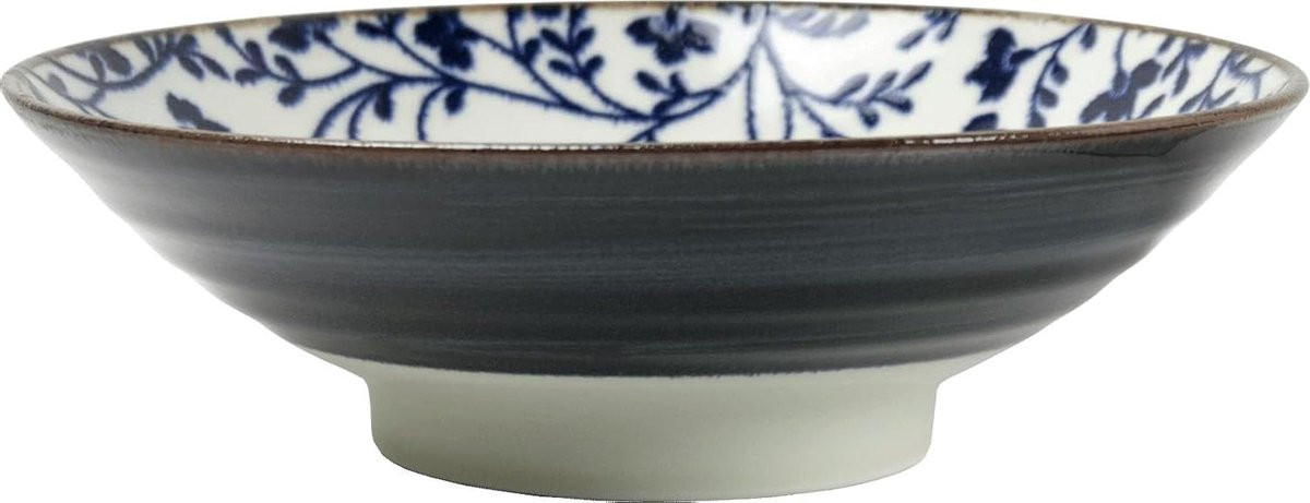 Luxe handgemaakte porseleinen bloemenschaal Edo Japanse kom - Blauw - Ø 25 cm