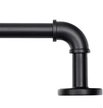 UTOPIA ALLEY Wall Mounted 1 inch Industrial Curtain Rods, Blackout, Wrap Around Curtain Rods, Rustic Style, Matte Black