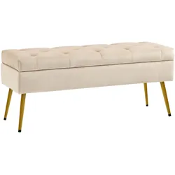 TRUHENBANK mit Samtoptik für Flur Metall Beige