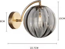 Inspire Curations Nordic Glass Ball E14 Wall Sconce smoky Gray