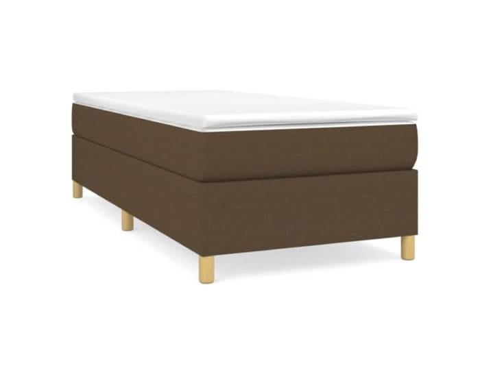 PUGYNBK Boxspringbett mit Stoffmatratze, Dunkelbraun, 100 x 200 cm Taschenfedern, mittlere Festigkeit, Holzlatten, weicher Schutz, atmungsaktiv
