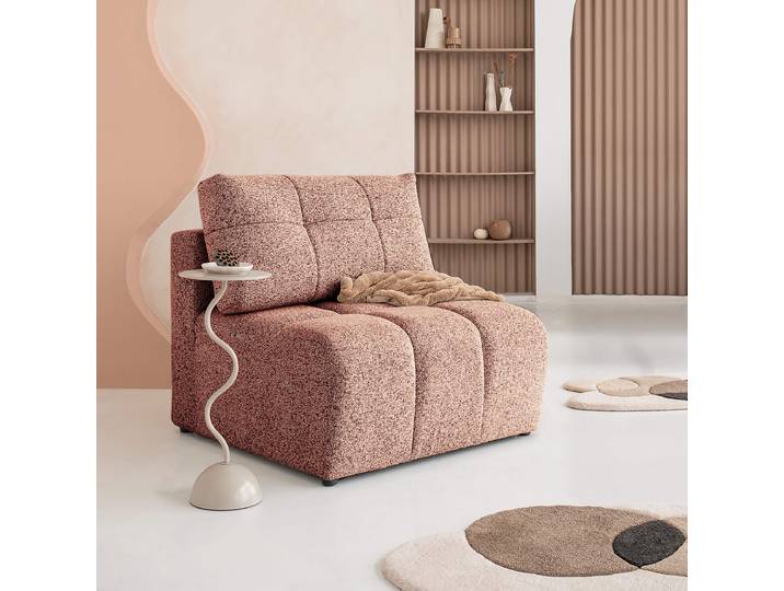 Fauteuil / élément central Rouge/Beige/Rouge Tissu structuré Purna 96 x 94 x 96cm