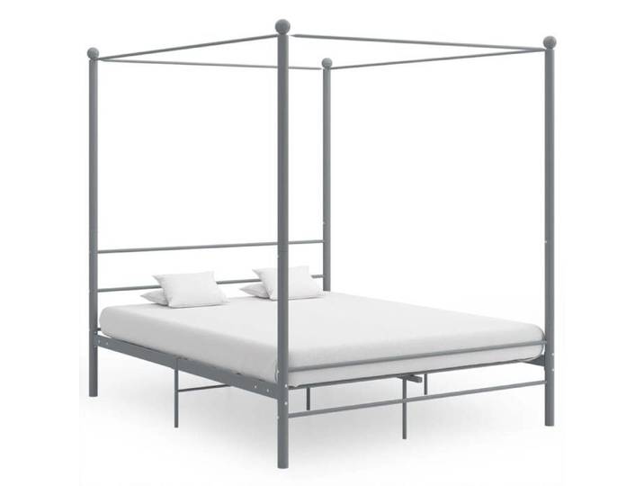 Gris Cadre de lit à baldaquin sans matelas gris métal 160x200 cm - Lit chambre H13681