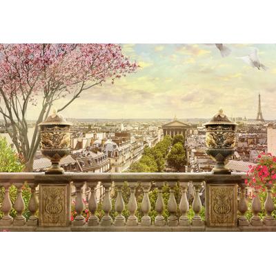 Fototapete PAPERMOON "Paris Terasse", bunt, B:3,5m L:2,6m, Vlies, Tapeten