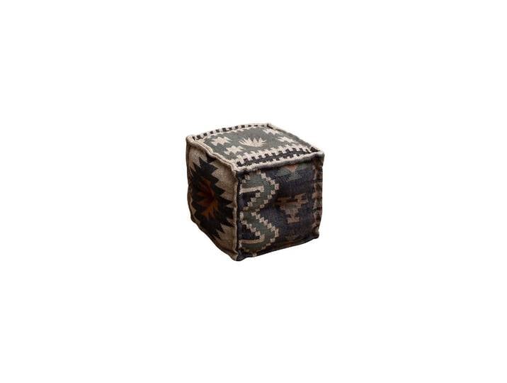 Pouf en laine multicolore, à motifs, fixe, cube, structure robust