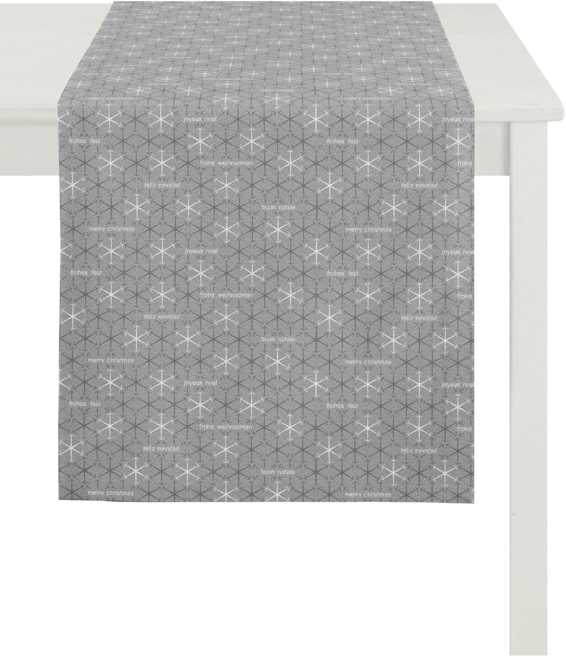 Tischläufer APELT "3008 Christmas Elegance, Weihnachtsdeko, Weihnachten", bunt (grau, silberfarben), B:48cm L:140cm, Polyester, Tischdecken, Tischläufer