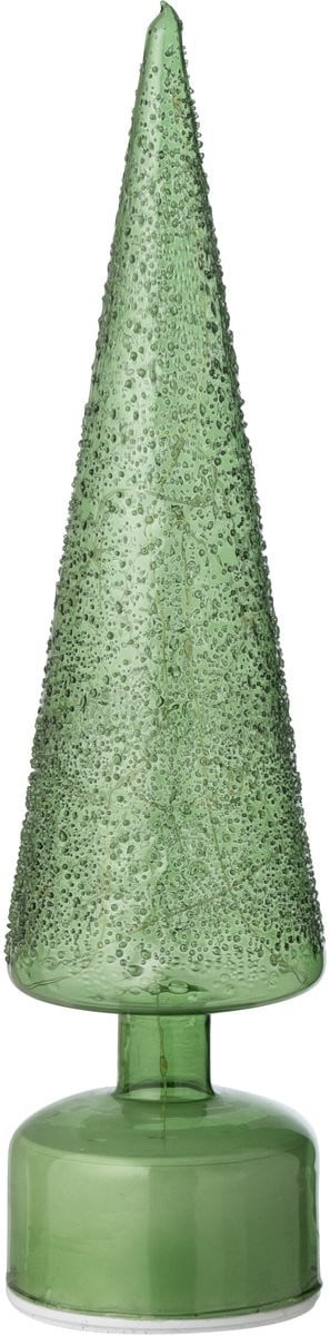 J-Line Draaiende Kerstboom Decoratie - Glas - Wit/Transparant - Large - met LED-lichtjes