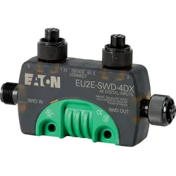 Eaton 174726 SWD T-Connector Ein-/Ausgabemodul IP69K, 24 V DC, vier Eingänge, zwei E/A-Buchsen M12 EU2E-SWD-4DX