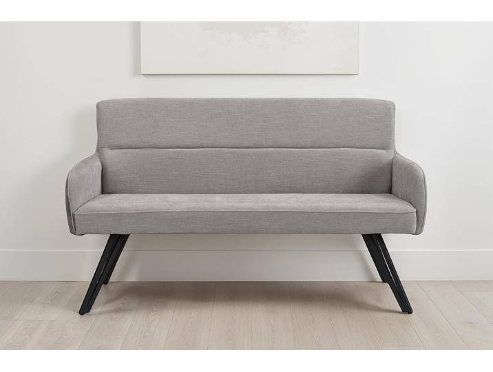 Sitzbank BYLIVING Tino , grau (hellgrau, schwarz), B:140cm H:94cm T:67cm, Stoff, Sitzbänke, Sitzbank, mit Federkernpolsterung in 140 oder 160cm, hochwertige Polsterbezüge