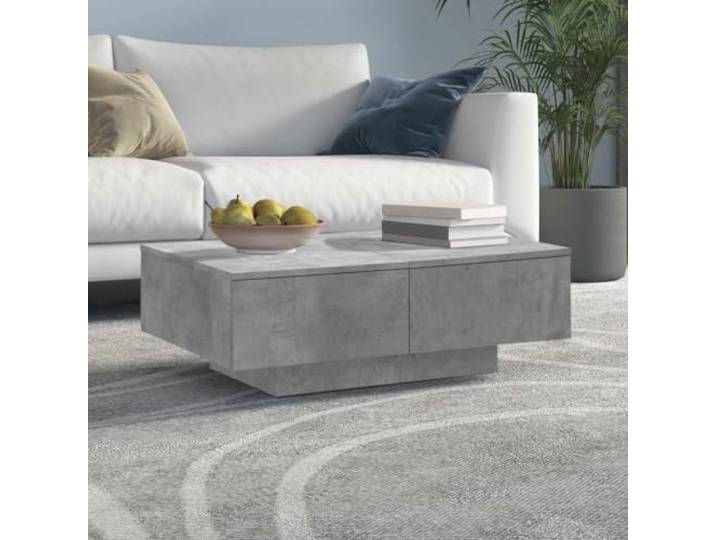 HEFZGDB Couchtisch Betongrau 90x60x31 cm Holzwerkstoff mit robuster Tischplatte für Getränke und Dekoration, langlebig und leicht zu reinigen, ideal für Wohnzimmer und Essbereich