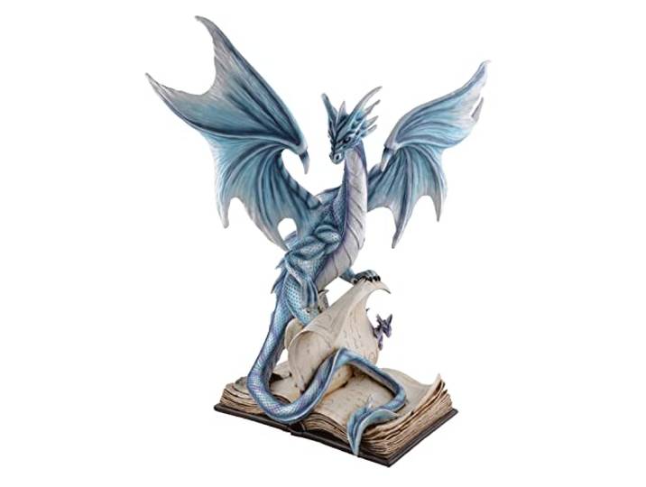 Drachen Figur - Der Bücherwächter mit Schüler - Bücherdrache