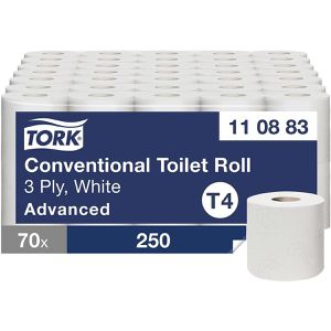 Tork Toilettenpapier Advanced, 110883, T4, 3-lagig, Recyclingpapier, 250 Blatt, 70 Rollen
