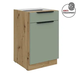 Küchen Unterschrank 50 Küche ARIA Aquamarin matt Anti Fingerprint Küchenzeile