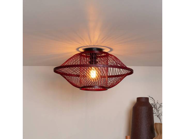Good & Mojo Deckenlampe Maui, dimmbar, rot, für Wohn- / Esszimmer, Bambus, Design, Deckenlampe