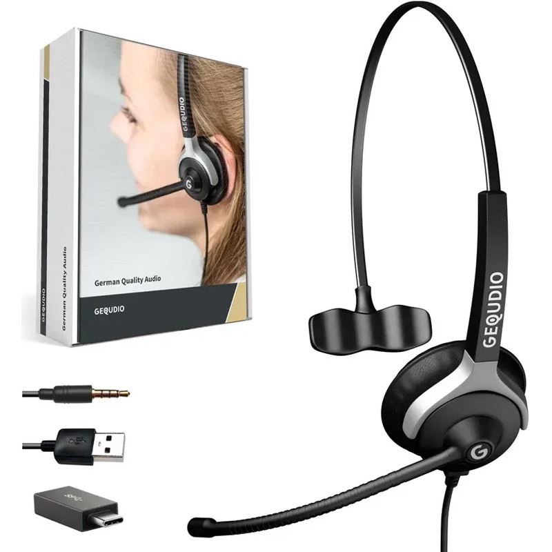 Gequdio Headset 1-Ohr mit USB für PC,MAC