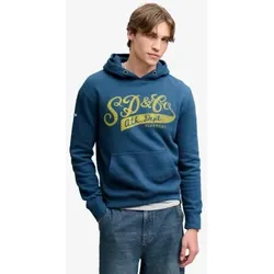 Superdry für Herren. M2014566A Vintage Script Kapuzenpullover marineblau (S), Lässig, Baumwolle