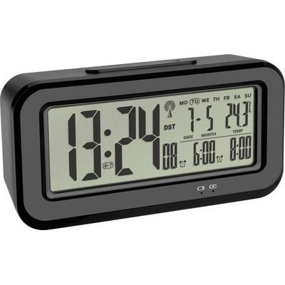 TFA Dostmann 60.2554.01 Funk Wecker Schwarz Alarmzeiten 2 Großes Display