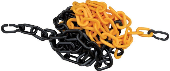 Chaîne de verrouillage PP jaune/noir 9 mm L3 m avec 2 crochets universels ; Industrial Quality Supplies (13127 GS)