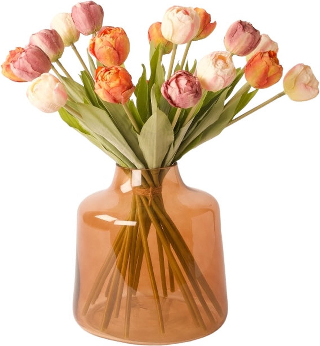 WinQ Kunsttulpen boeket in diverse voorjaarskleuren met zijden bloemen