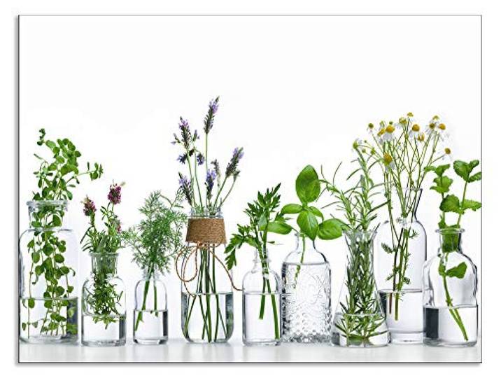 ARTland Spritzschutz Küchenrückwand aus Alu für Küche Herd Spüle 80x60 cm (BxH) mit Motiv Pflanzen Kräuter Gewürze Lavendel Basilikum Blumen H9KE
