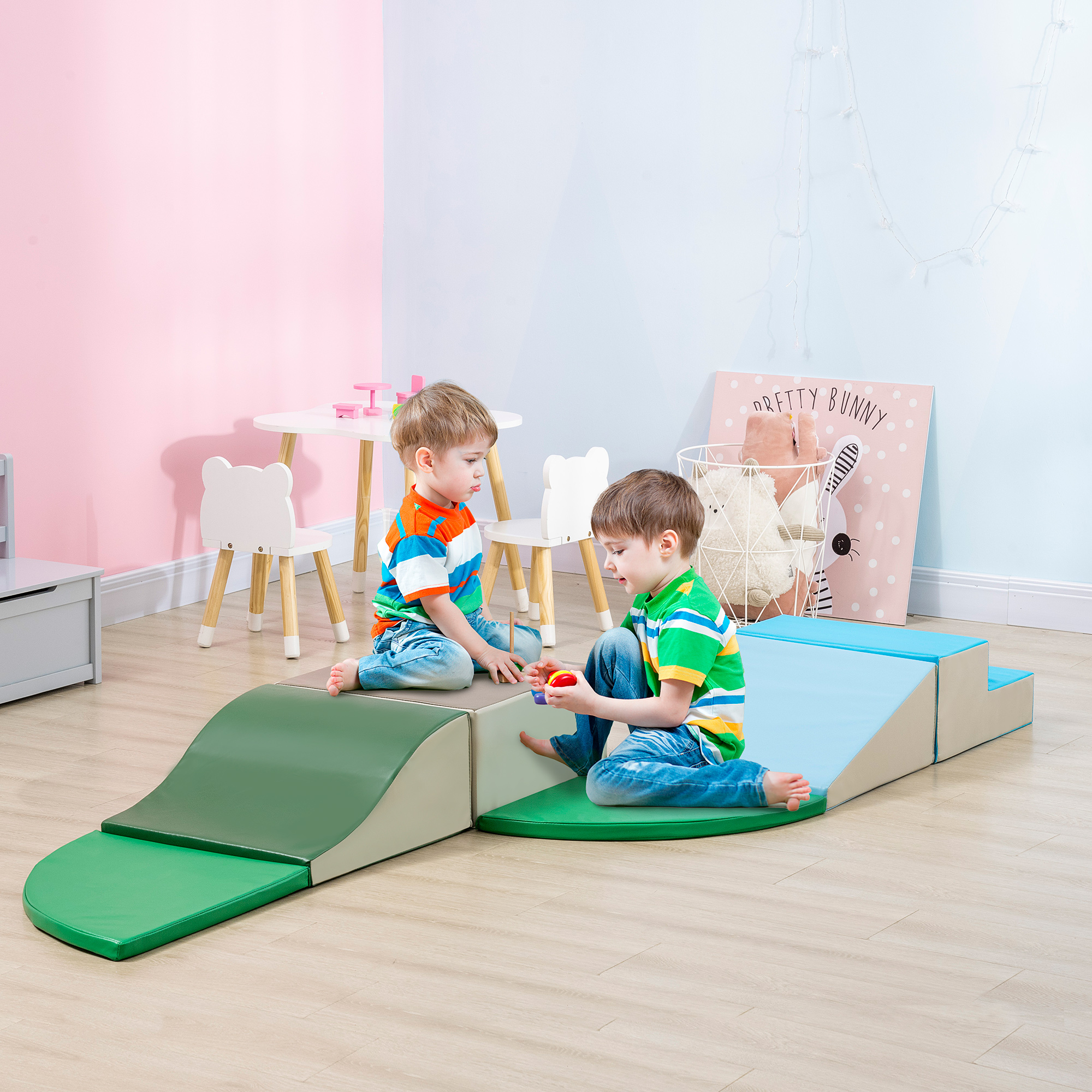 Homcom Set Costruzioni Morbide per Bambini 1-3 Anni da 6 Pezzi, in PU ed EPE Multicolore